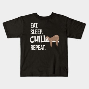 Eat Sleep Chill Repeat Cute Chilling Sleepy Sloth Kids T-Shirt